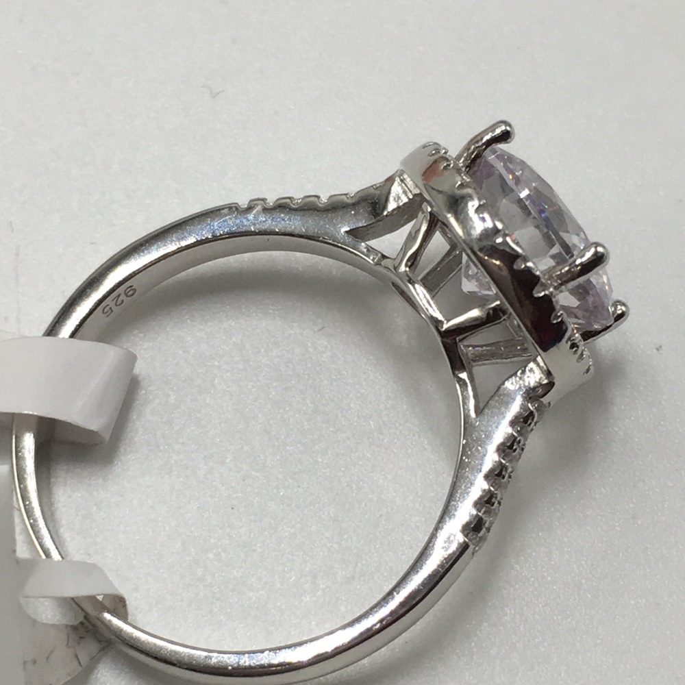 14k white gold halo ring engagement wedding - Picture 7 of 8
